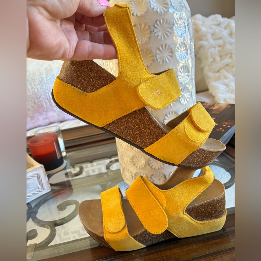 Yellow Kids Cork Sandal with Adjustable Straps